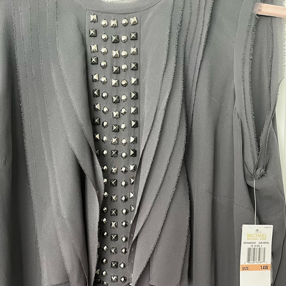 Michael Kors, Classy Grey Semi Sheer Top with Studds
